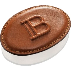 Заколка-автомат овальная кожаная, цвет шоколад "Путь к тайне"