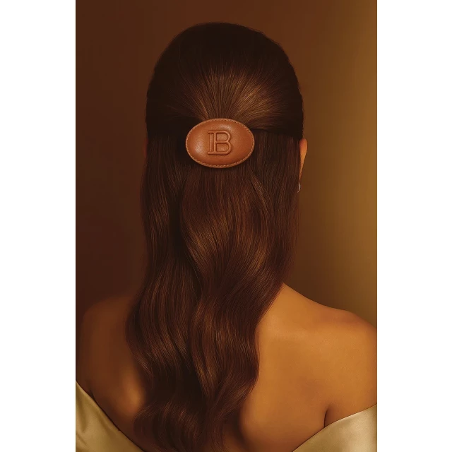 Заколка-автомат овальная кожаная, цвет шоколад "Путь к тайне" - изображение 3