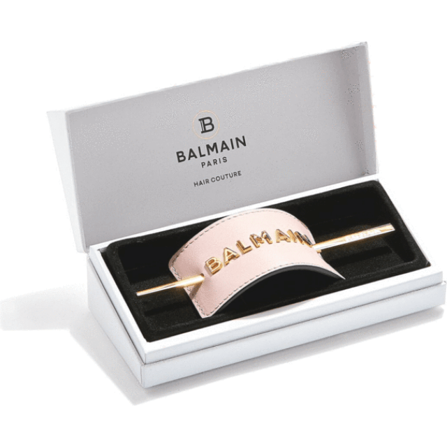 Заколка для волос розовая с логотипом Balmain - изображение 5