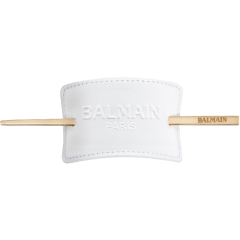 Заколка со шпилькой, лого Balmain белая кожа