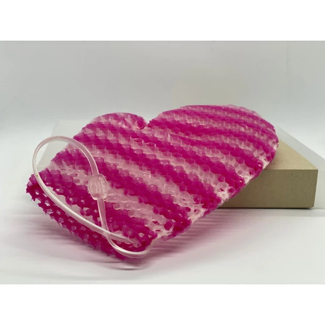 Мочалка рукавичка для тела, комбинированная, цвет пурпурная/белая полоска - изображение 5