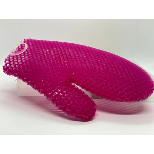 Мочалка рукавичка для тела, усиленной жесткости, цвет пурпурный - изображение 4