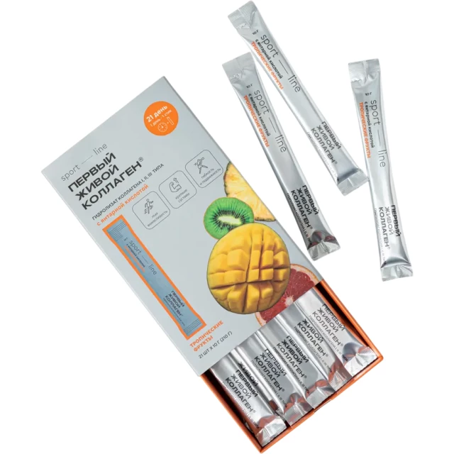 Спортивный живой коллаген "Тропические фрукты с янтарной кислотой" в стиках - изображение 2