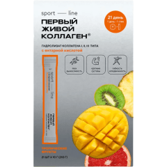 Спортивный живой коллаген "Тропические фрукты с янтарной кислотой" в стиках