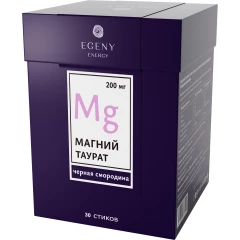 Натуральный питьевой Магний таурат "Черная смородина" 30 стиков