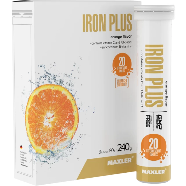 Шипучие витамины c железом Iron Plus "Апельсин"