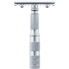 Cтанок Т-образный для бритья с зубчатым гребнем в чехле 985, глянцевое хромированное покрытие