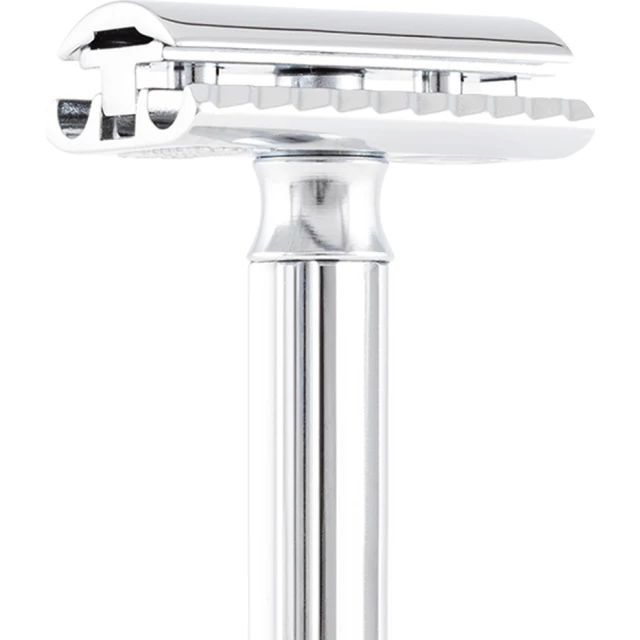 Станок Т-образный для бритья с регулировкой угла наклона лезвия 510C, глянцевое хромированное покрытие - изображение 3