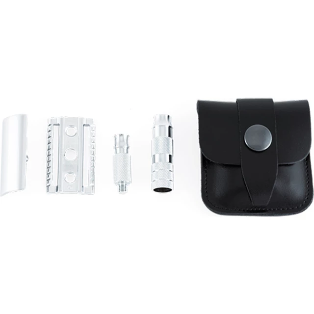 Станок Т-образный для бритья в чехле 933C, глянцевое хромированное покрытие - изображение 3