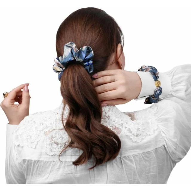 Комплект шелковых резинок для волос "Лазоревый цветок" темно-бирюзовый - изображение 4