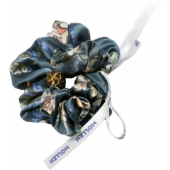 Комплект шелковых резинок для волос "Лазоревый цветок" темно-бирюзовый