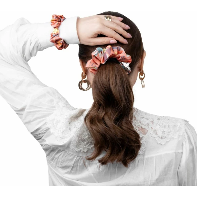Комплект шелковых резинок для волос "Оммаж" розово-коралловый - изображение 4