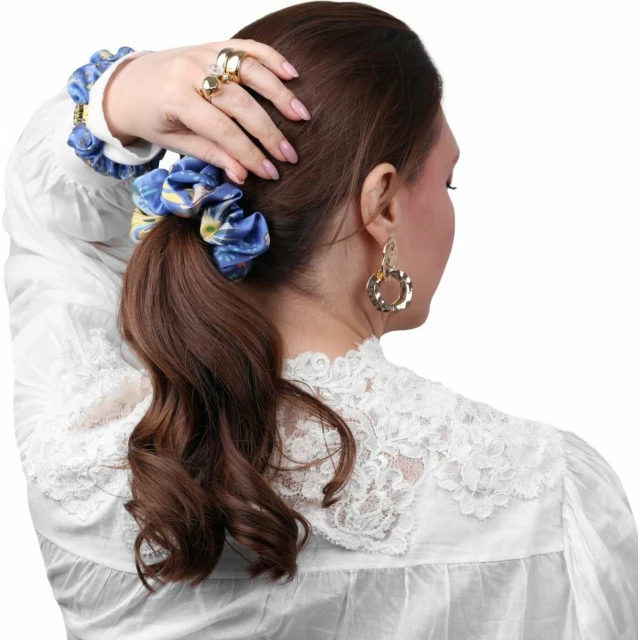 Комплект шелковых резинок для волос "Оммаж" васильково-синий - изображение 4