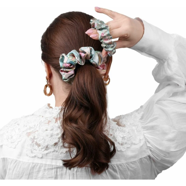 Комплект шелковых резинок для волос "Рассвет" пудровый - изображение 4