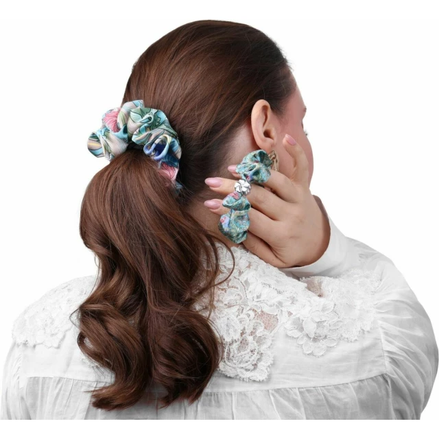 Комплект шелковых резинок для волос "Рассвет" светло-бирюзовый - изображение 4