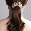 Шелковая резинка для волос "Лазоревый цветок" песочно-бежевая (в кейсе)