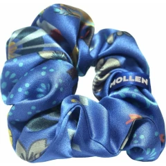 Широкая шелковая резинка для волос "Оммаж", васильково-синяя (в зип пакете)