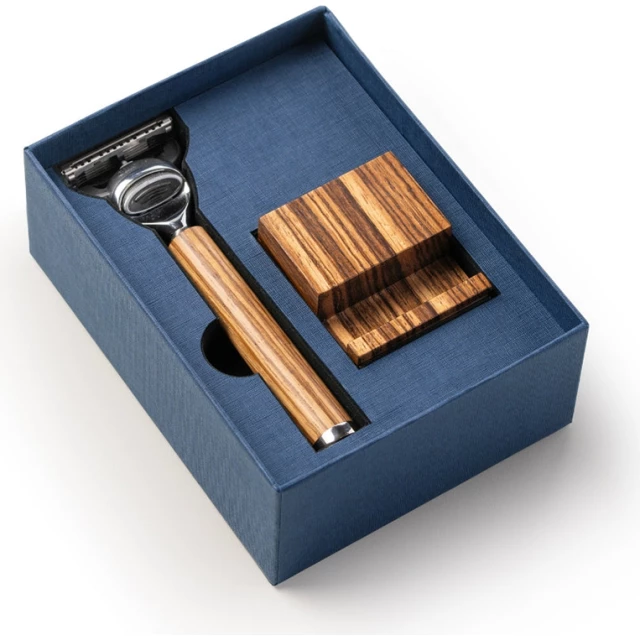 Станок для бритья с подставкой "Миф", дерево зебрано - изображение 3