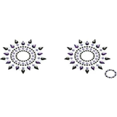 Набор стикеров Breast & Pubic Jewelry Crystal Stiker Gloria черный + фиолетовый, 2 шт