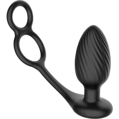 Анальная вибровтулка Nexus Tornado with Cock & Ball Rings с функцией вращения, черная
