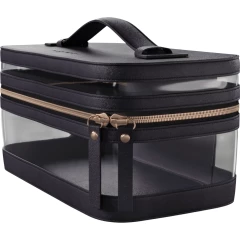 Базовая прозрачная косметичка с ручкой, черная