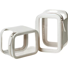 Набор маленьких прозрачных косметичек, молочный