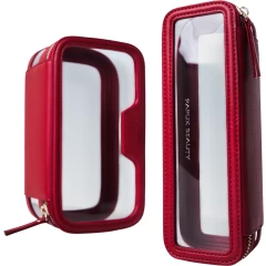 Набор прозрачных косметичек с пеналом, маджента