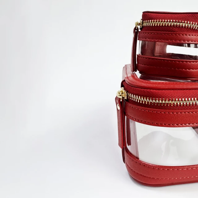 Набор прозрачных косметичек с пеналом, маджента - изображение 2