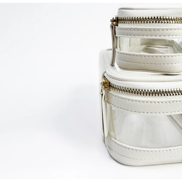 Набор прозрачных косметичек с пеналом, молочный - изображение 3