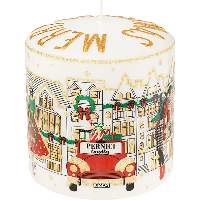 Свеча интерьерная NightFlight XMAS, красное золото 11х10 см