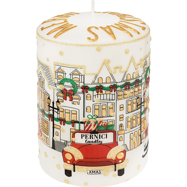 Свеча интерьерная NightFlight XMAS, красное золото 15х10 см