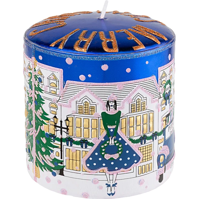 Свеча интерьерная NightFlight XMAS, синее золото 11х10см - изображение 2