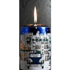 Свеча интерьерная NightFlight XMAS, синее золото 11х10 см