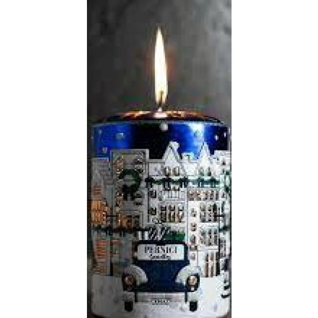 Свеча интерьерная NightFlight XMAS, синее золото 11х10см