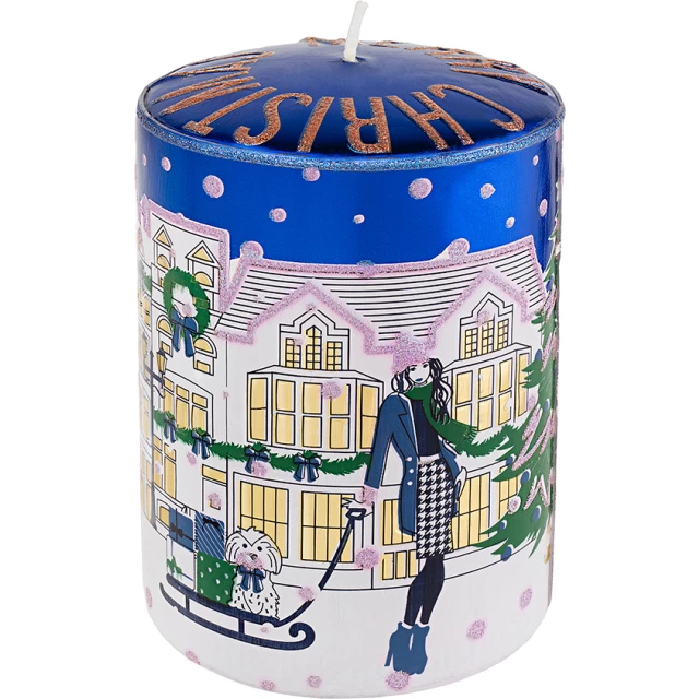 Свеча интерьерная NightFlight XMAS, синее золото 15х10 см - изображение 2