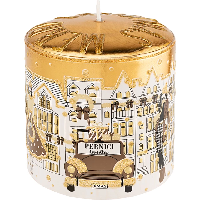Свеча интерьерная NightFlight XMAS, теплое золото 11х10 см