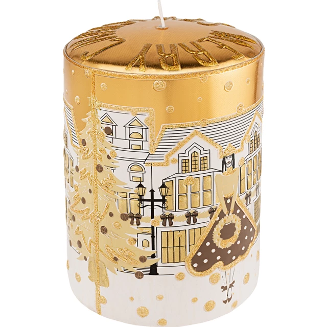 Свеча интерьерная NightFlight XMAS, теплое золото 15х10 см - изображение 2