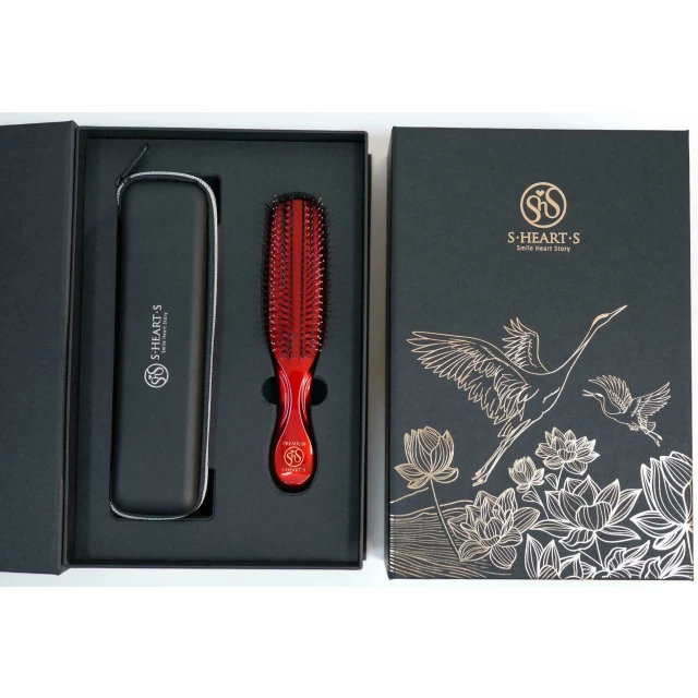 Подарочный набор с расческой Premium и чехлом, длинная ручка, красный