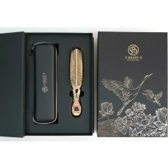 Подарочный набор с расческой Premium и чехлом, длинная ручка, золото шампань