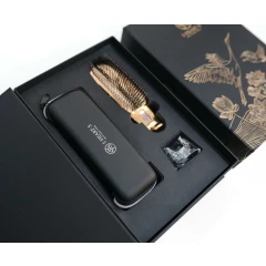 Подарочный набор с расческой Premium и чехлом, укороченная ручка, золото шампань