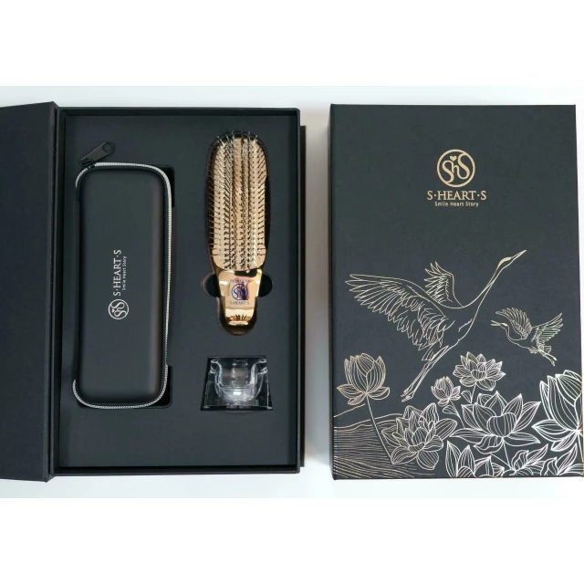 Подарочный набор с расческой Premium и чехлом, укороченная ручка, золото шампань - изображение 2