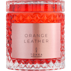 Парфюмированная свеча Orange Leather стакан оранжевый 220 мл (тубус)