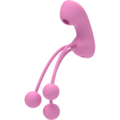 Вакуумный стимулятор Youvic DF923-PINK с вагинальными виброшариками, розовый
